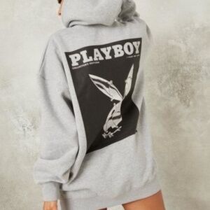 PLAYBOY X MISSGUIDED OVERSIZED HOODIE DRESS